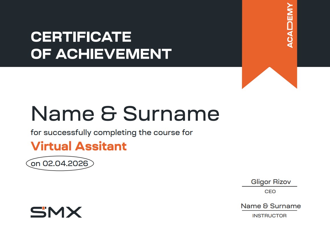 Digitalni sertifikat za Virtual Assistant – SMX Academy